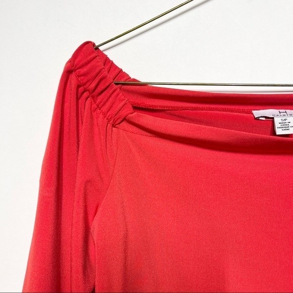H by Halston Off the Shoulder Elastic Shoulder Top in Red S NWOT - Picture 7 of 8